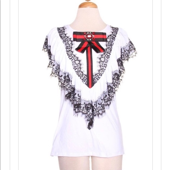 Special Person Tops - Special Person | Lace Bow T-shirt
